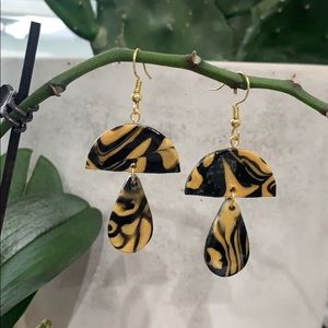 Toxic Marble Mushroom Drop Stud Earrings